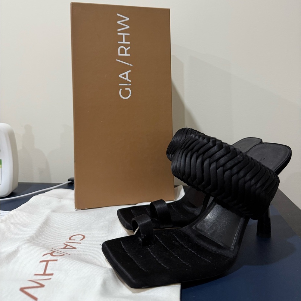 Gia Borghini Black Heels with Ruffled Detail
